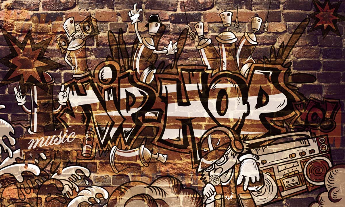 Urban Graffiti Brick Wallpaper Mural