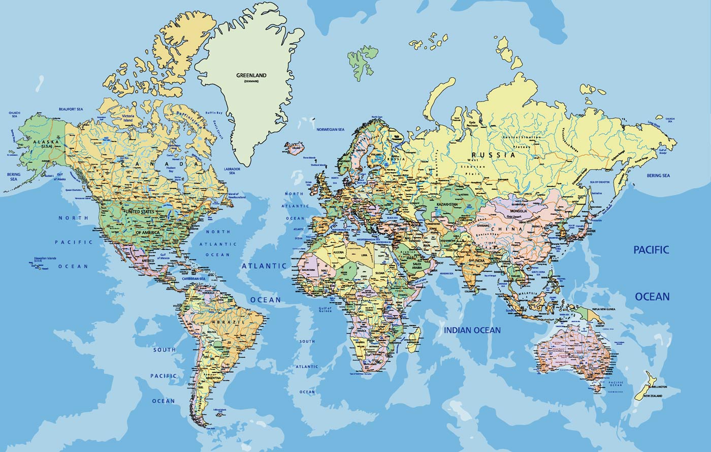 Colorful World Map Educational Wall Mural