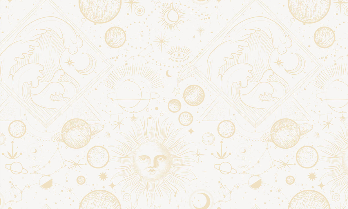 White Astrology & Sun Custom Wall Mural Art Design