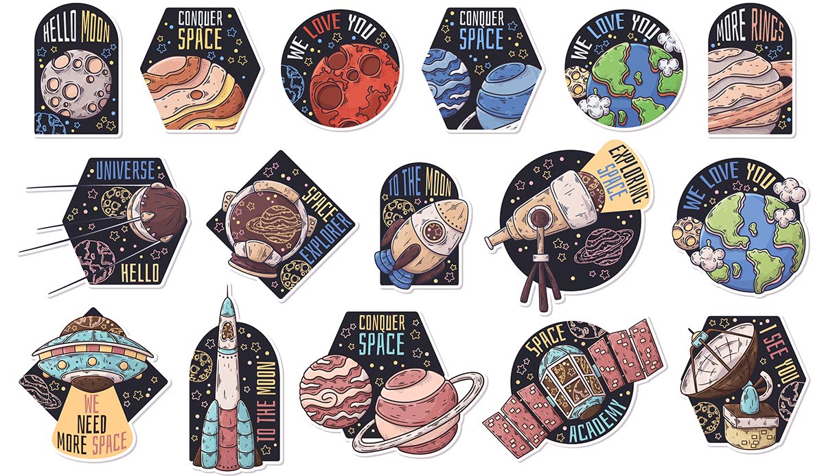 Colorful Space Adventure Kids Wallpaper for Wall