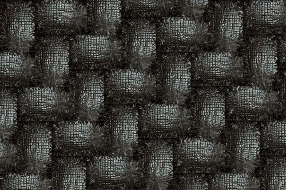 Wall murals for a bedroom with a texture that looks like snakeskin knit, in black.