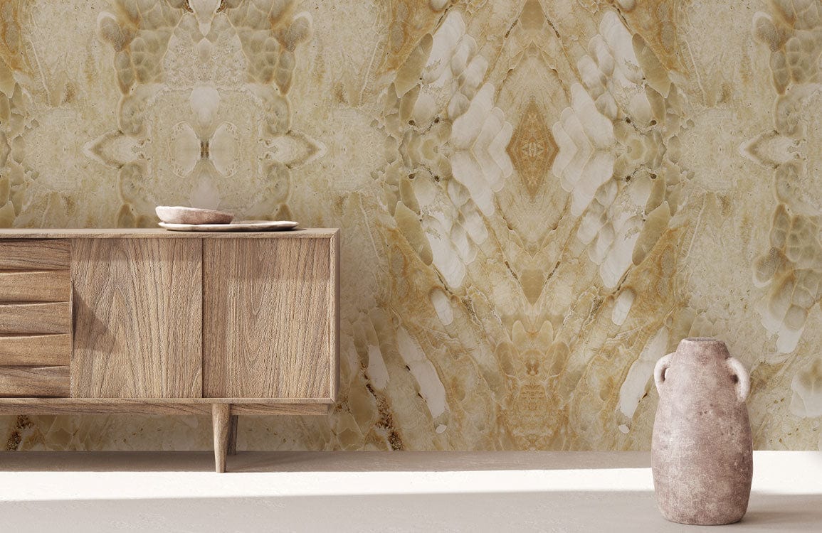 Marble Wallpaper Mural with Feathered Wings Design for Hallway Decoration