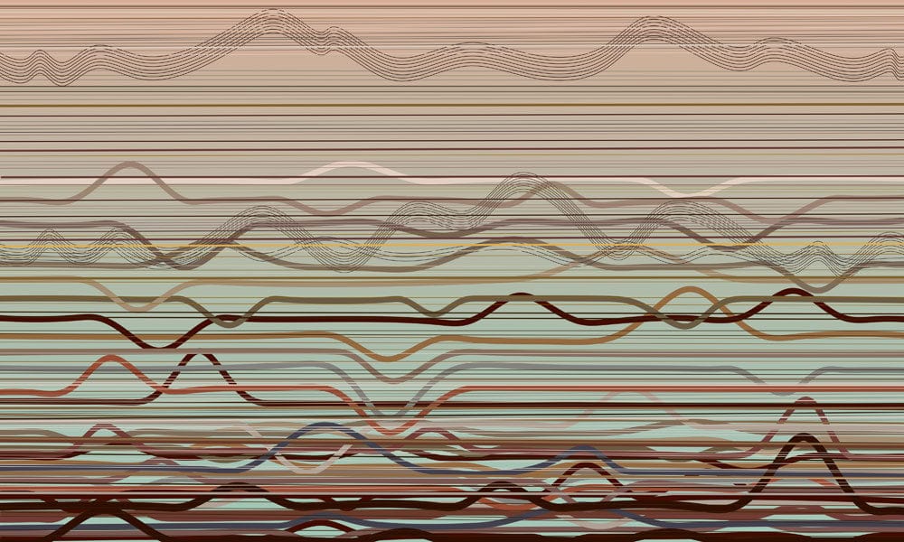 Suitable for use as interior decoration, this wallpaper mural has ombre wave patterns.