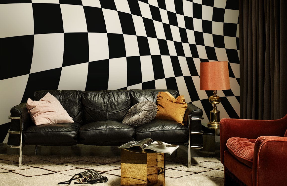 3D Illusion Waves Wallpaper Mural for Use as Decoration in the Living Room