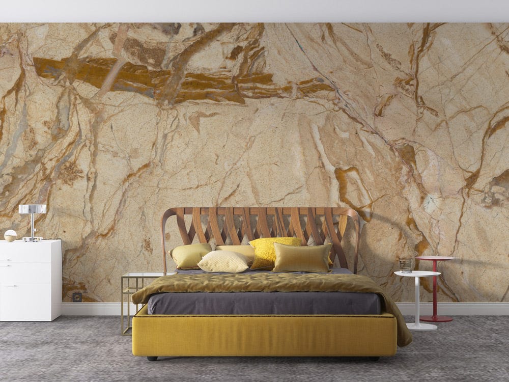 bedroom wall murals in the form of fractured brown cystal geodes