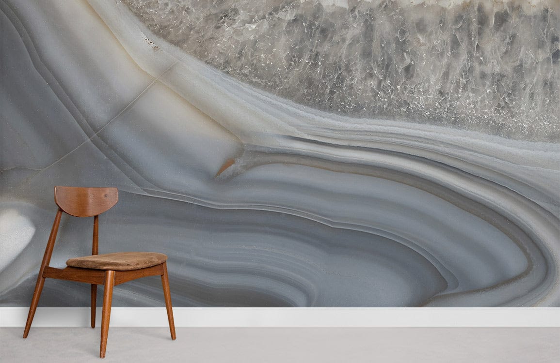 Rustic Wall Mural in Grey Ripple Marble