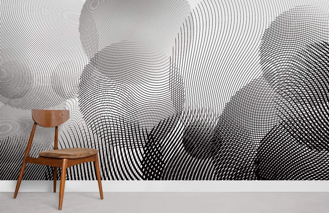 Ombre Black Circles Wall Mural Room
