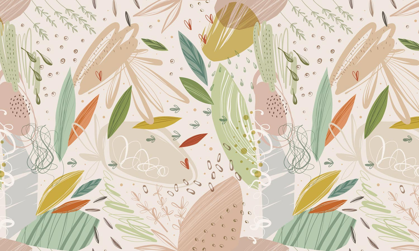 Home Decor Wallpaper Mural Featuring Dew On Leaves Design