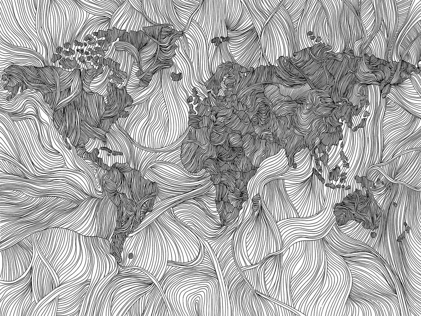Gray Line drawn Art wallpaper home decor