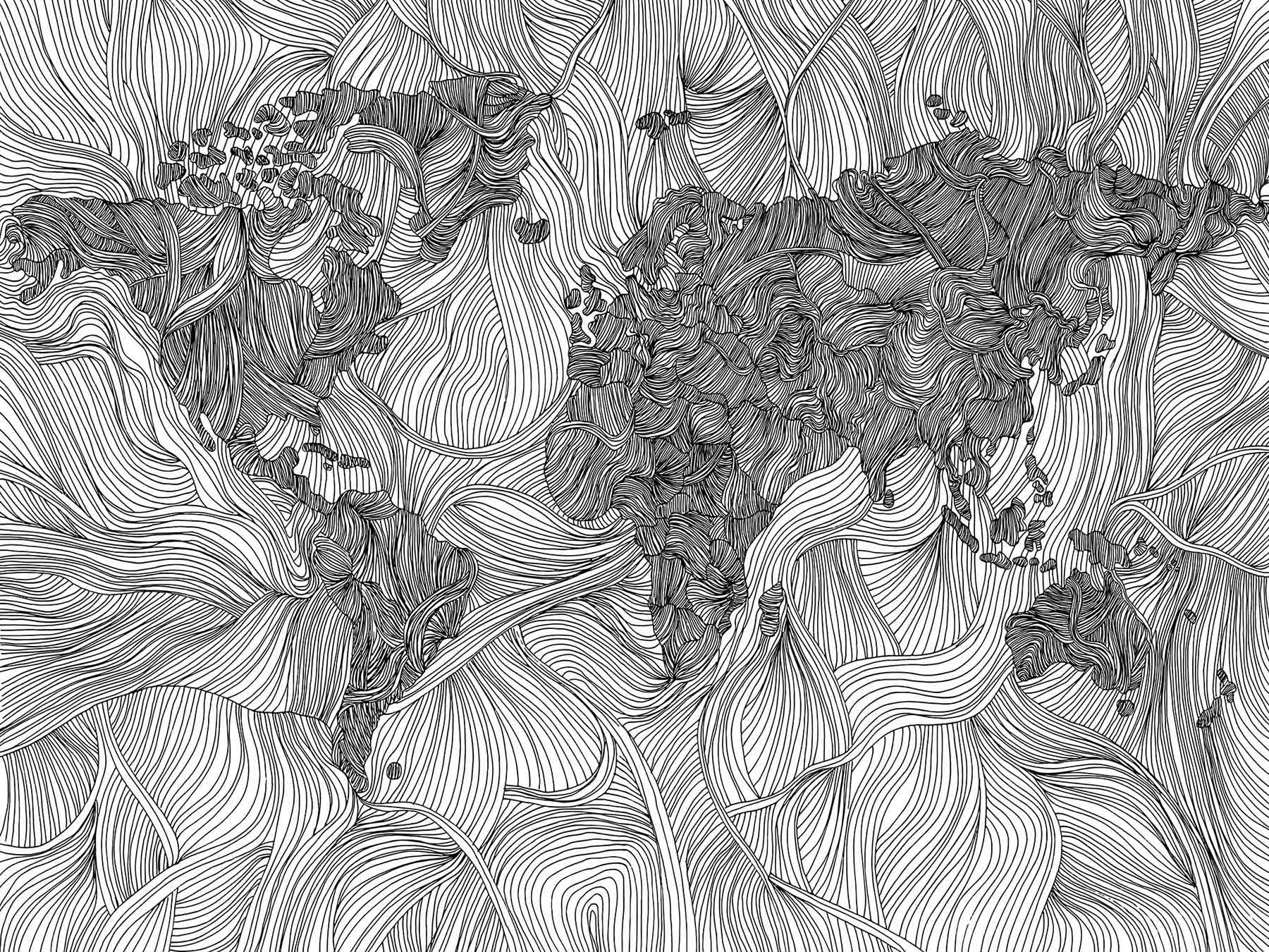Gray Line drawn Art wallpaper home decor