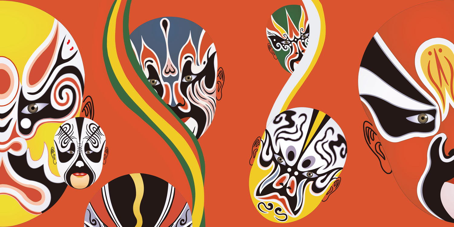 Home Decoration Featuring a Facial Mask Pattern Wallpaper Mural