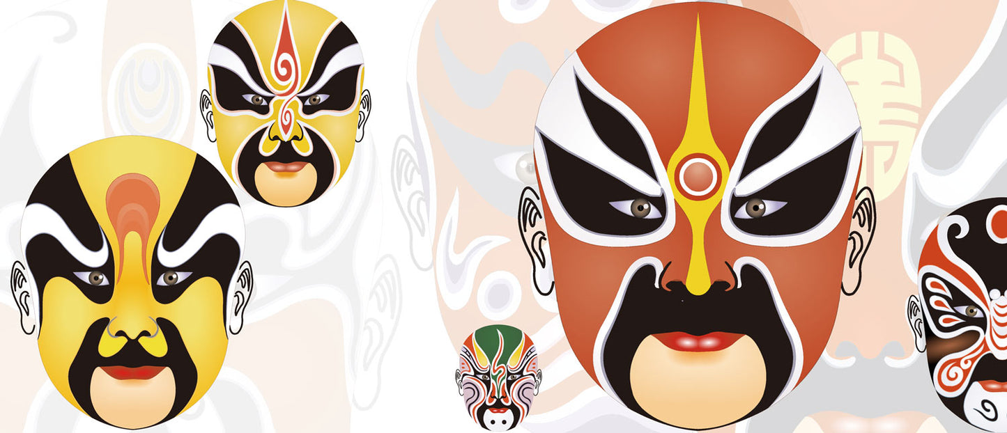 Wallpaper Mural with a Chinese Facial Mask Design to Decorate Your Home