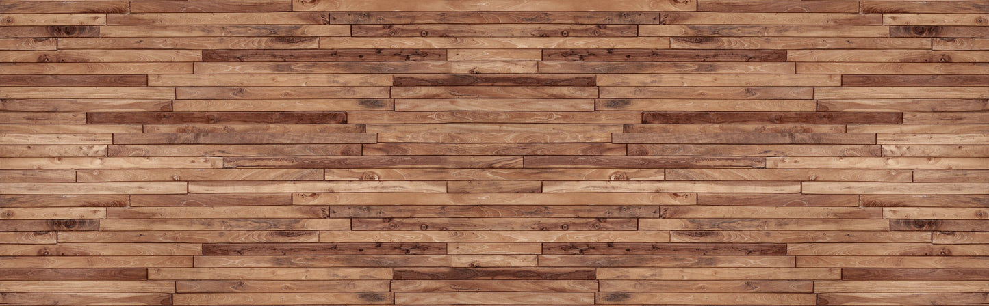 The living area features an ancient wooden wall mural wallpaper.