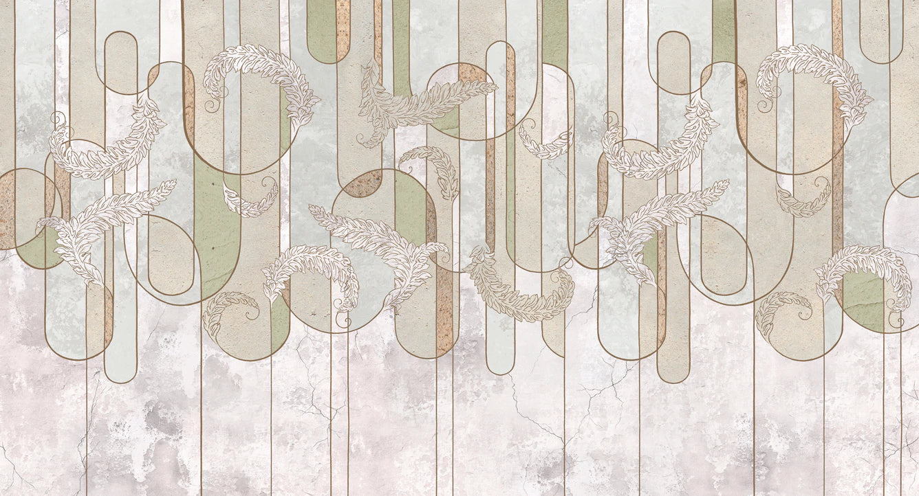 Abstract Wall Mural with Straight Leaves, Perfect for Decorating Your Home