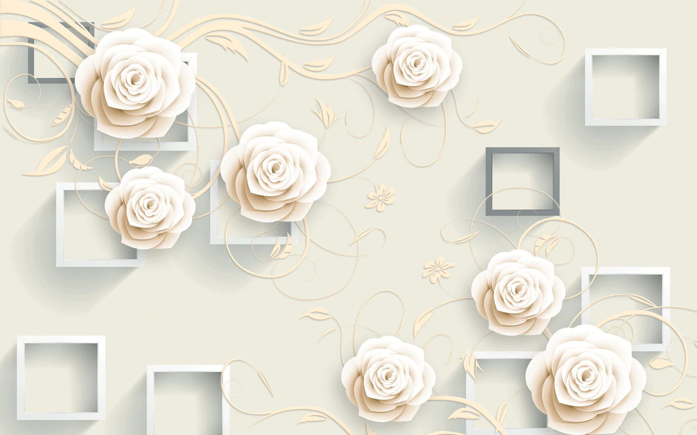 Home Decorating 3D Cream White Wallpaper Mural for Interiors
