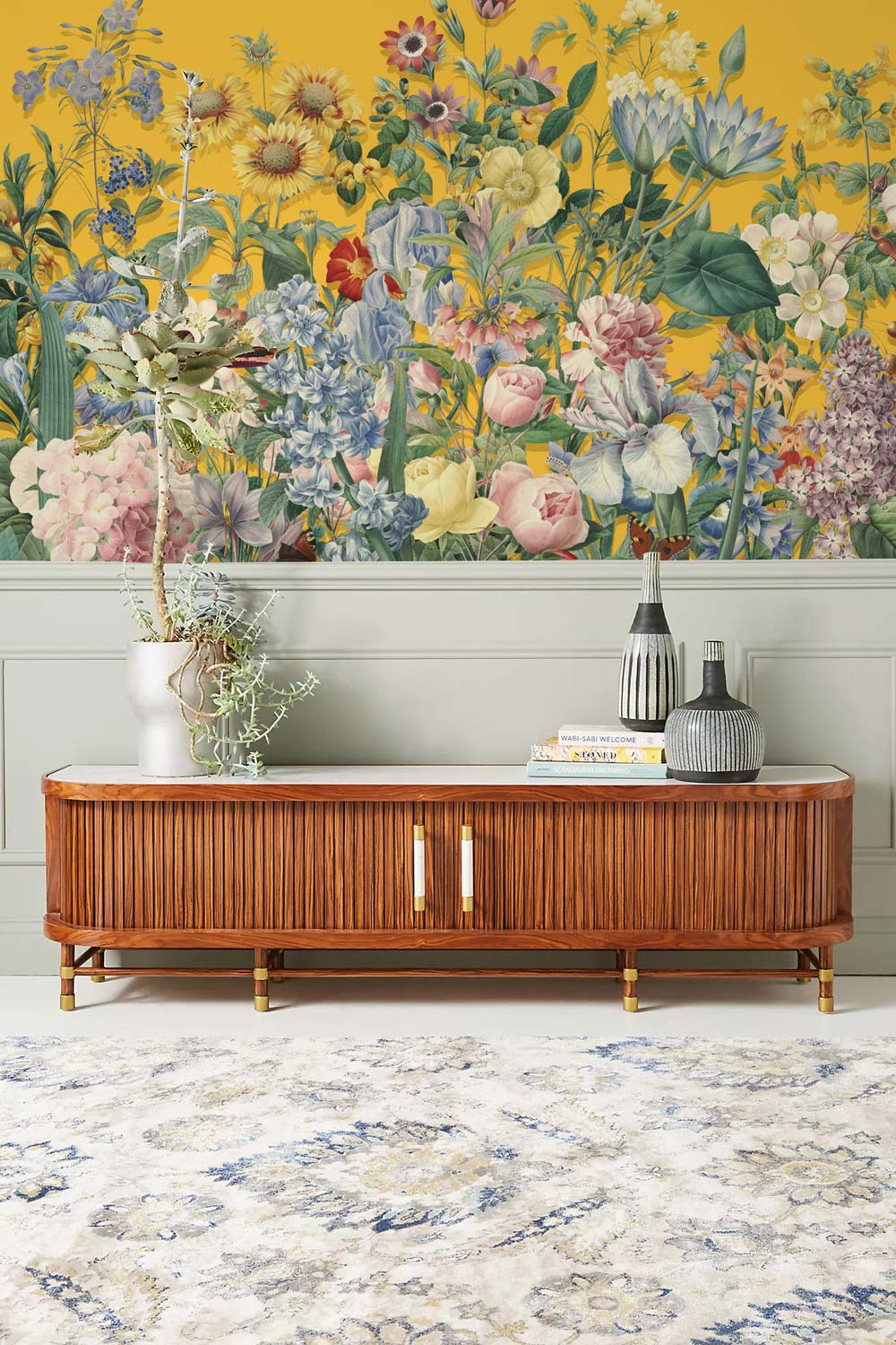 wall murals for the hallway with a variety of flowering floral designs