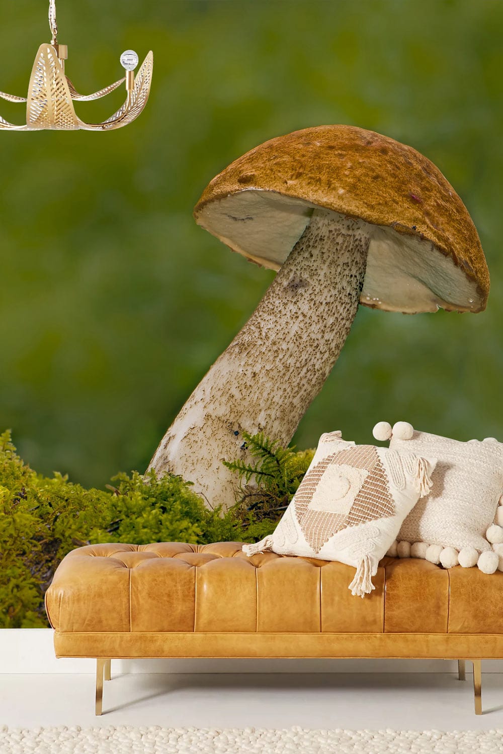unique mushroom pattern wall mural design