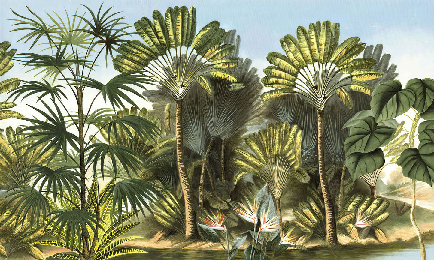 Home decoration wallpaper mural featuring a tropical theme
