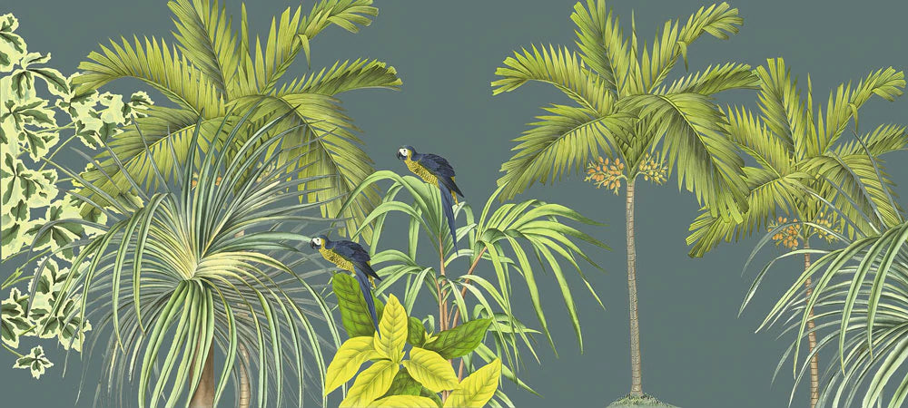 mural wallpaper depicting a trendy jungle environment, perfect for use in home décor