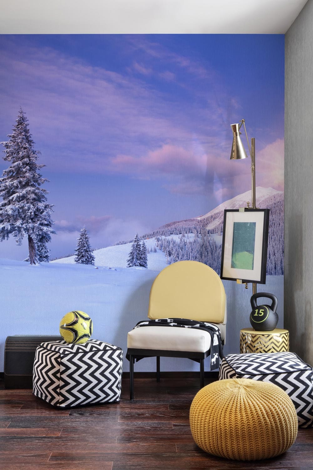 unique purple winter scenic snowy tree custom wallpaper