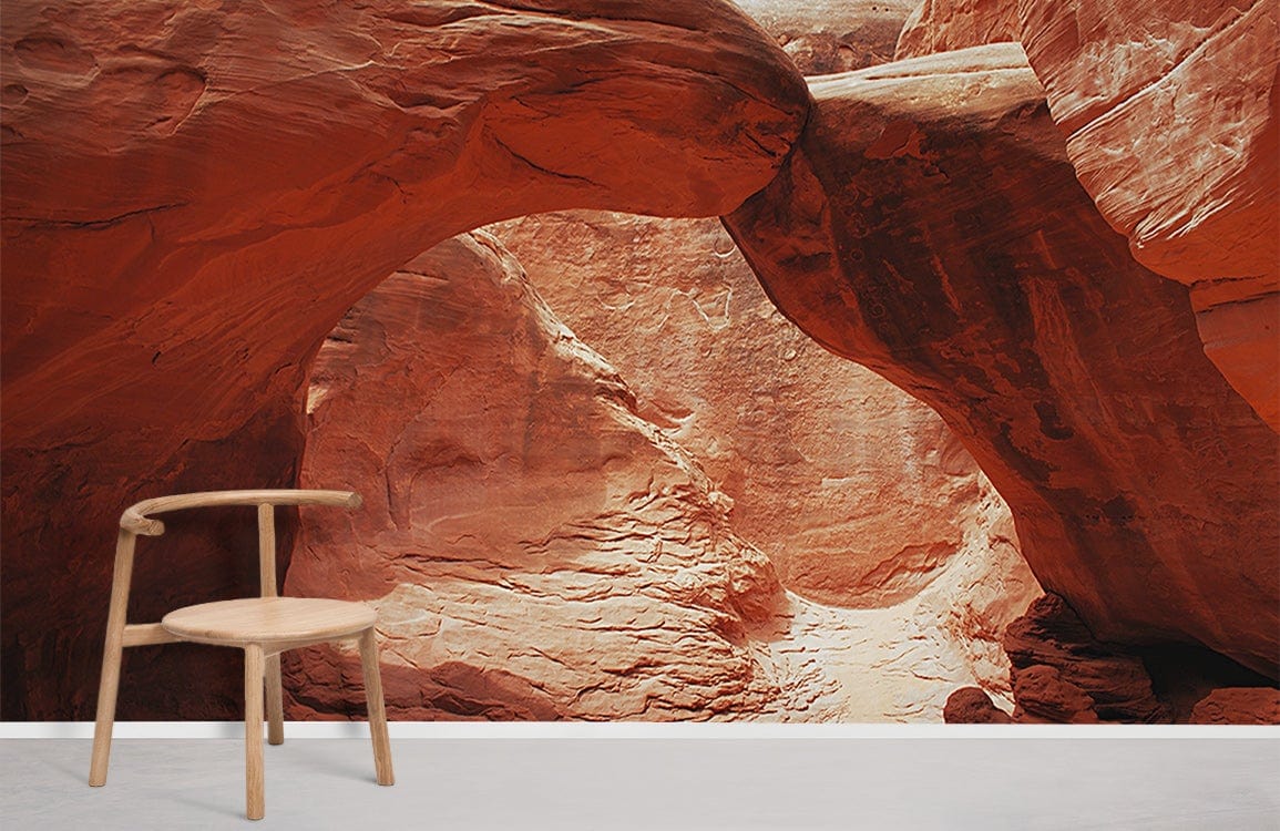 Wallpaper with a Scenery of the Desert Featuring a Rough Canyon Mural
