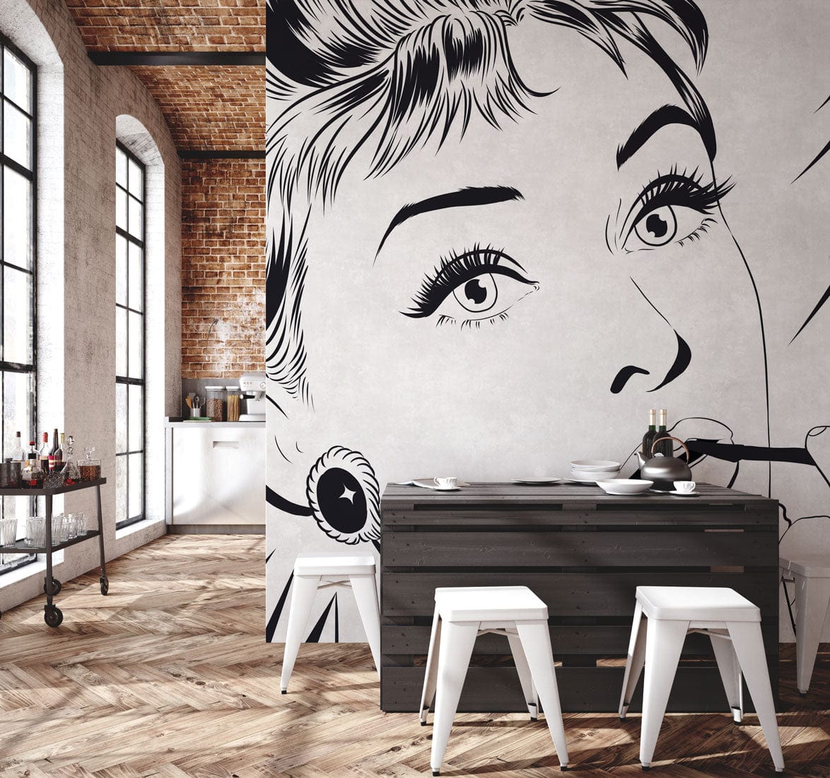 audrey hepburn wall mural dining room decor