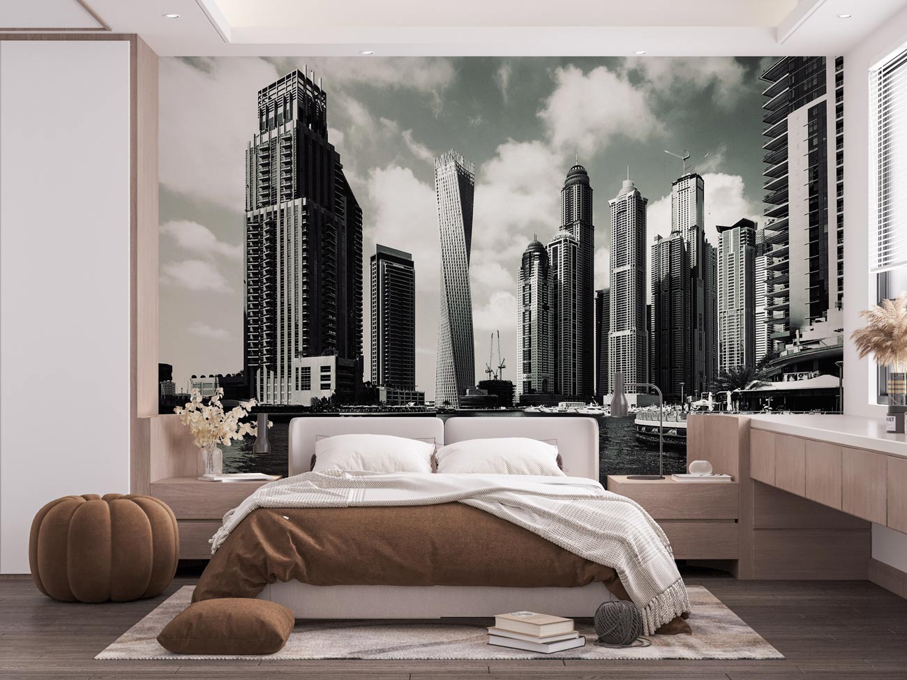 different Dubai buildings stay together wallpaper decoration art