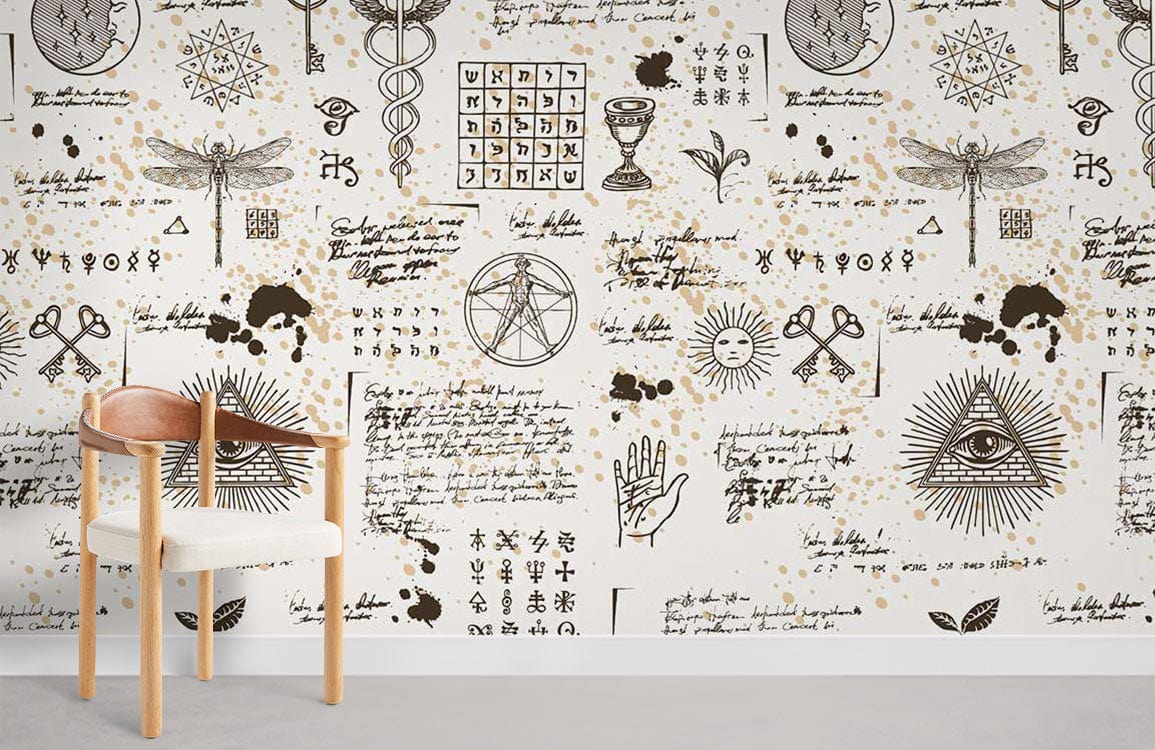 Egyptian Cabala Pattern Room Wallpaper Mural