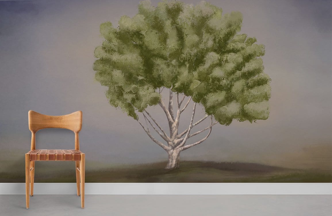 Tranquil Green Tree Landscape Mural Wallpaper