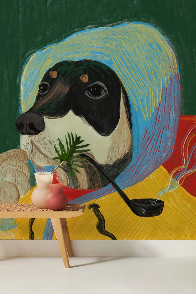 Mr Smoking Dog Wall Mural - Graffiti Artwork for a Hallway