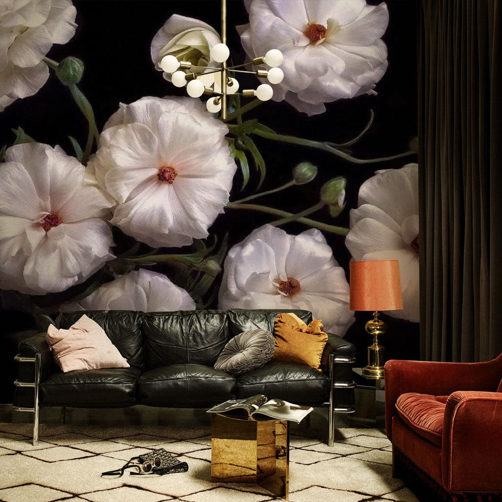 flower wall mural living room decoration design