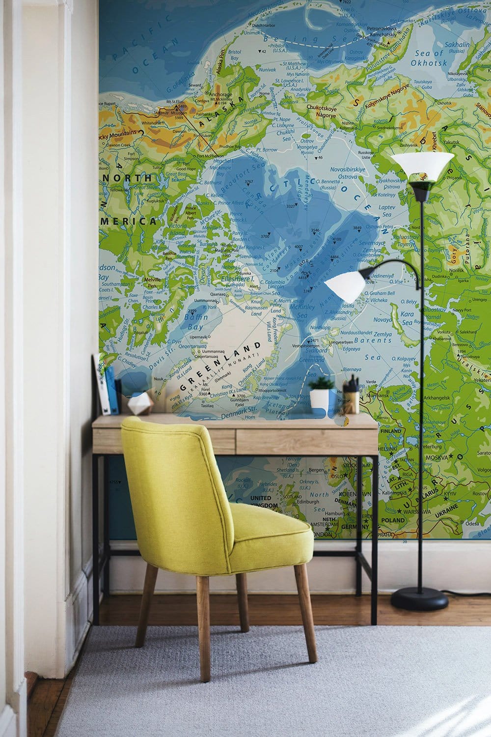 Educational World Map Wall Mural Wallpaper in office