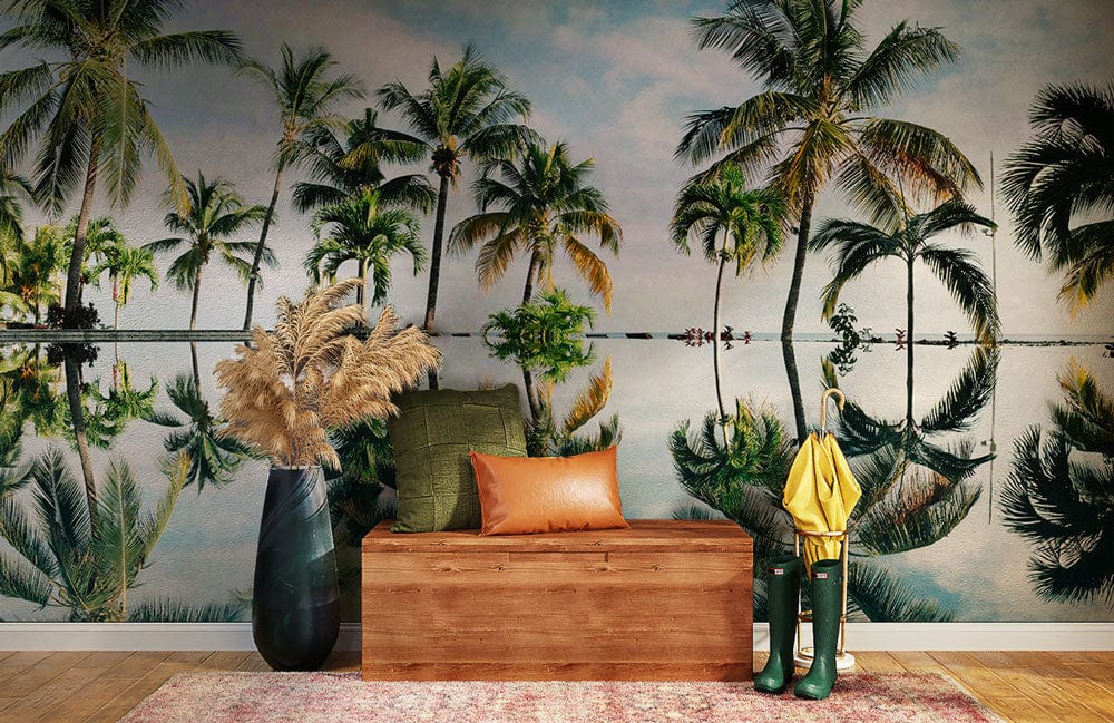 coconut tree wallpaper mural living room decoration idea