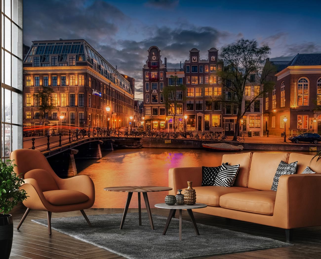 prague neon bridge near river wallpaper decoration