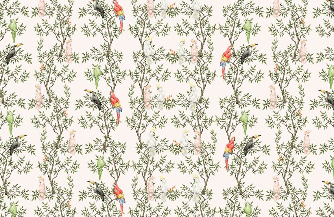 Tropical Bird Botanical Garden Mural Wallpaper
