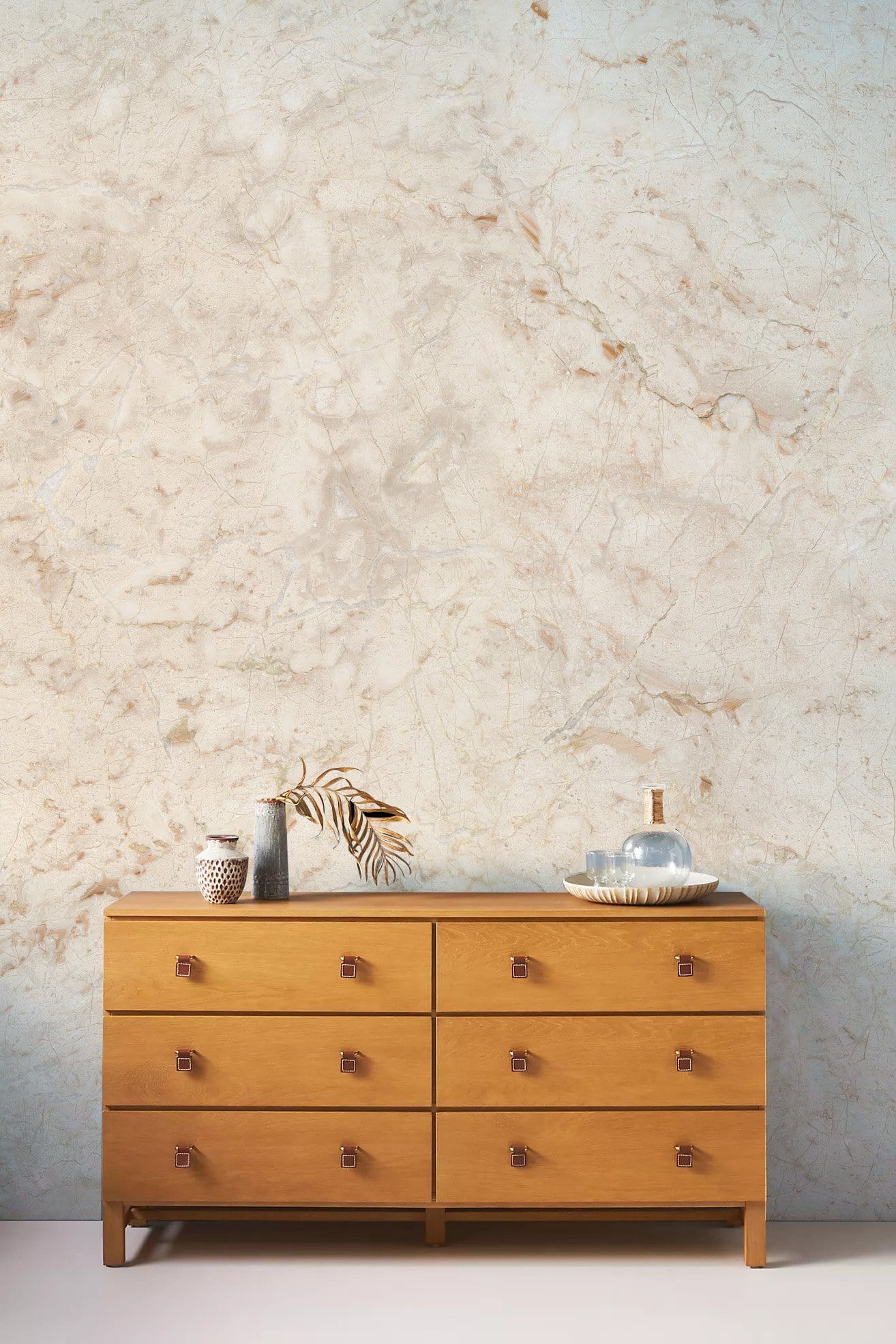 Neutral Marble Texture Mural Wallpaper in bedroom