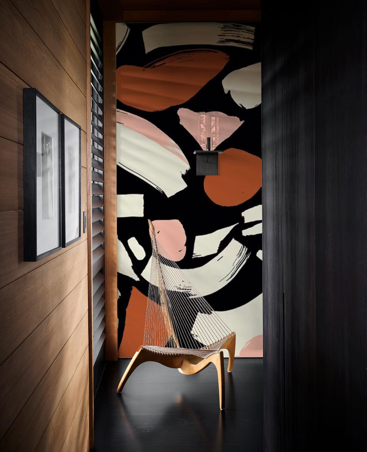 painting brush wallpaper mural hallway decor