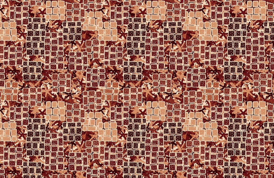 Rustic Brick Mosaic Geometric Mural Wallpaper