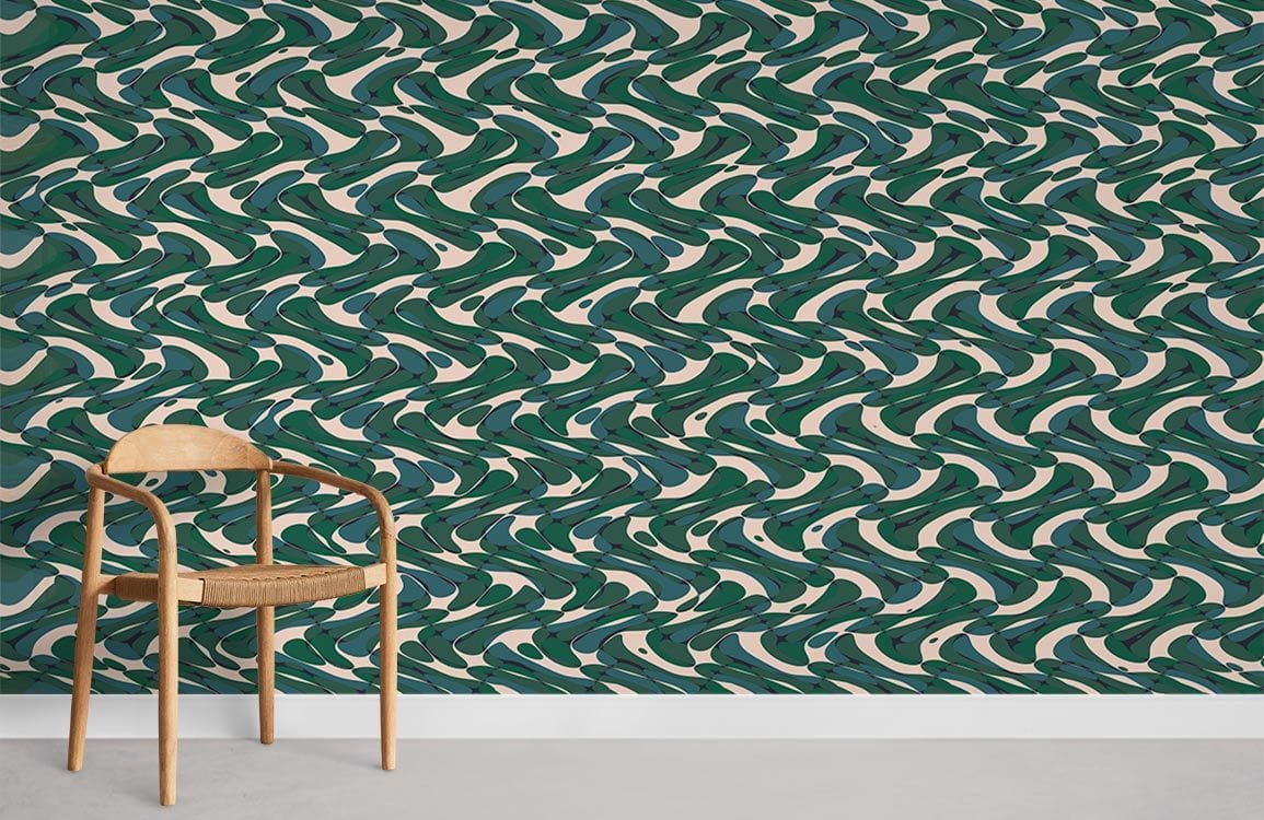 Abstract Design Green Wallpaper Mural Room