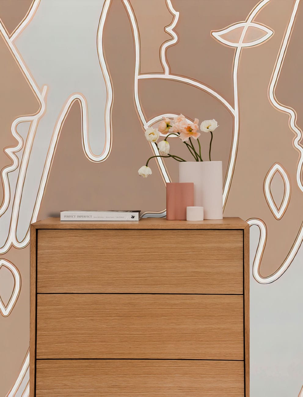 abstract portrait wallpaper mural corridor design