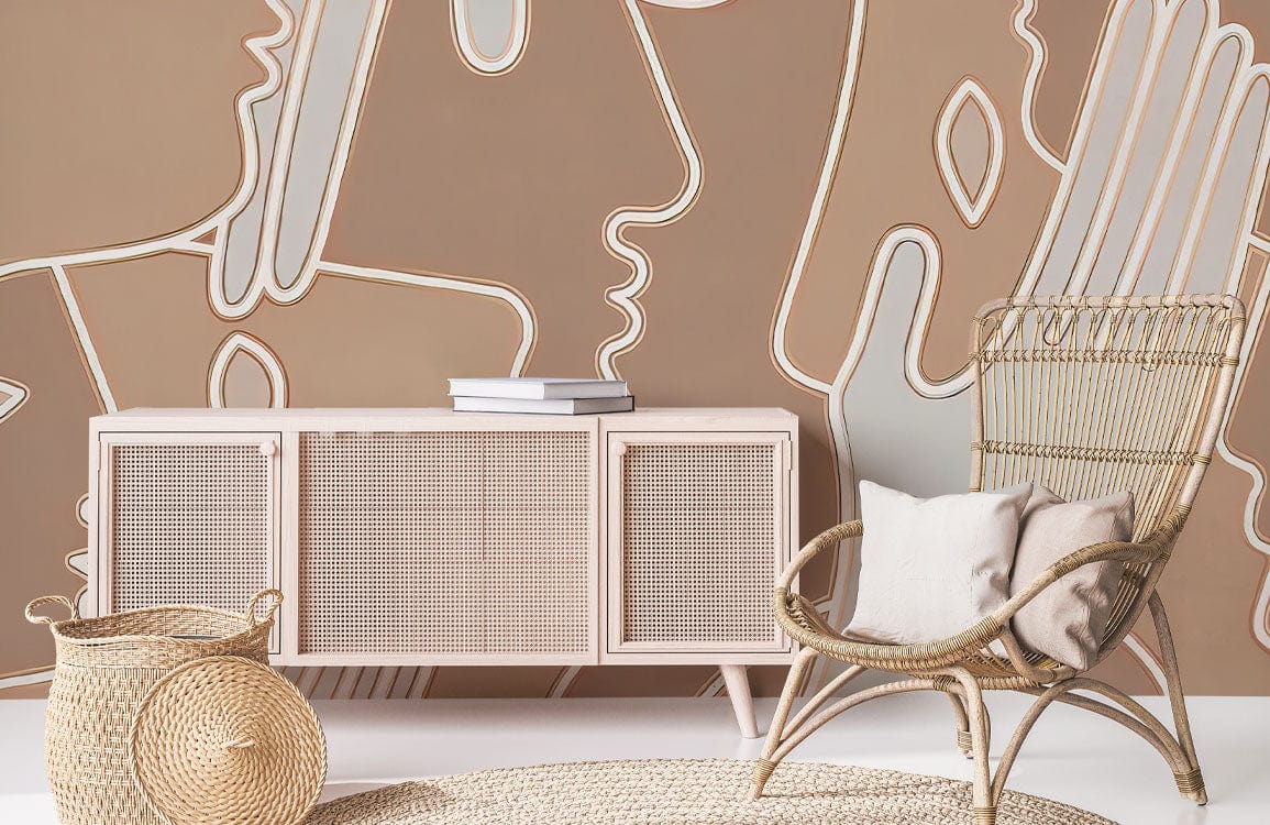abstract portrait wall mural living room decor