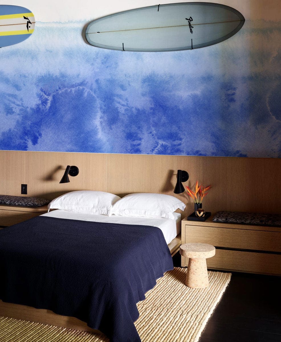 abstract watercolor blue wallpaper mural bedroom decoration