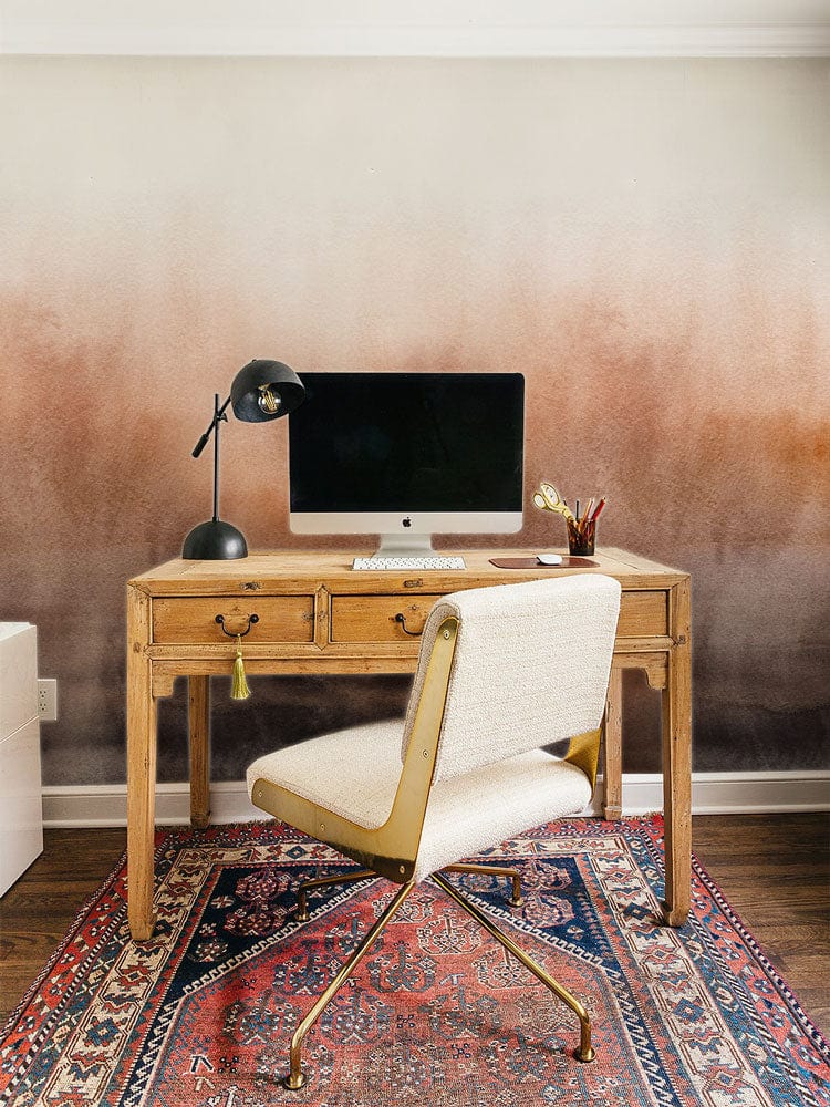 watercolor brown hue wall mural study room decoration