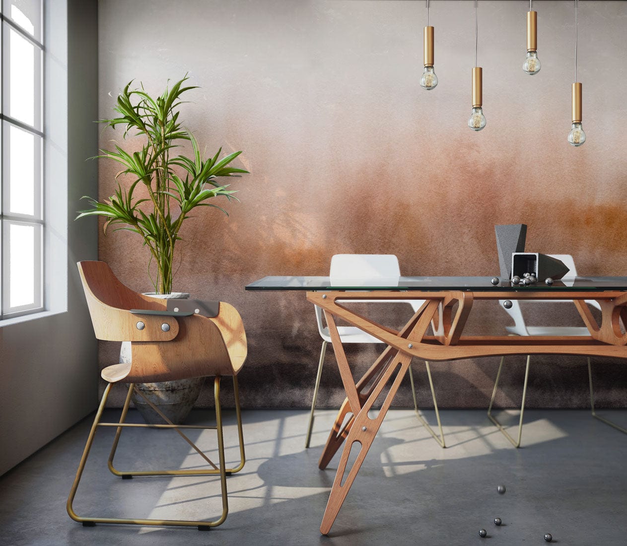 ombre watercolor wallpaper mural office design