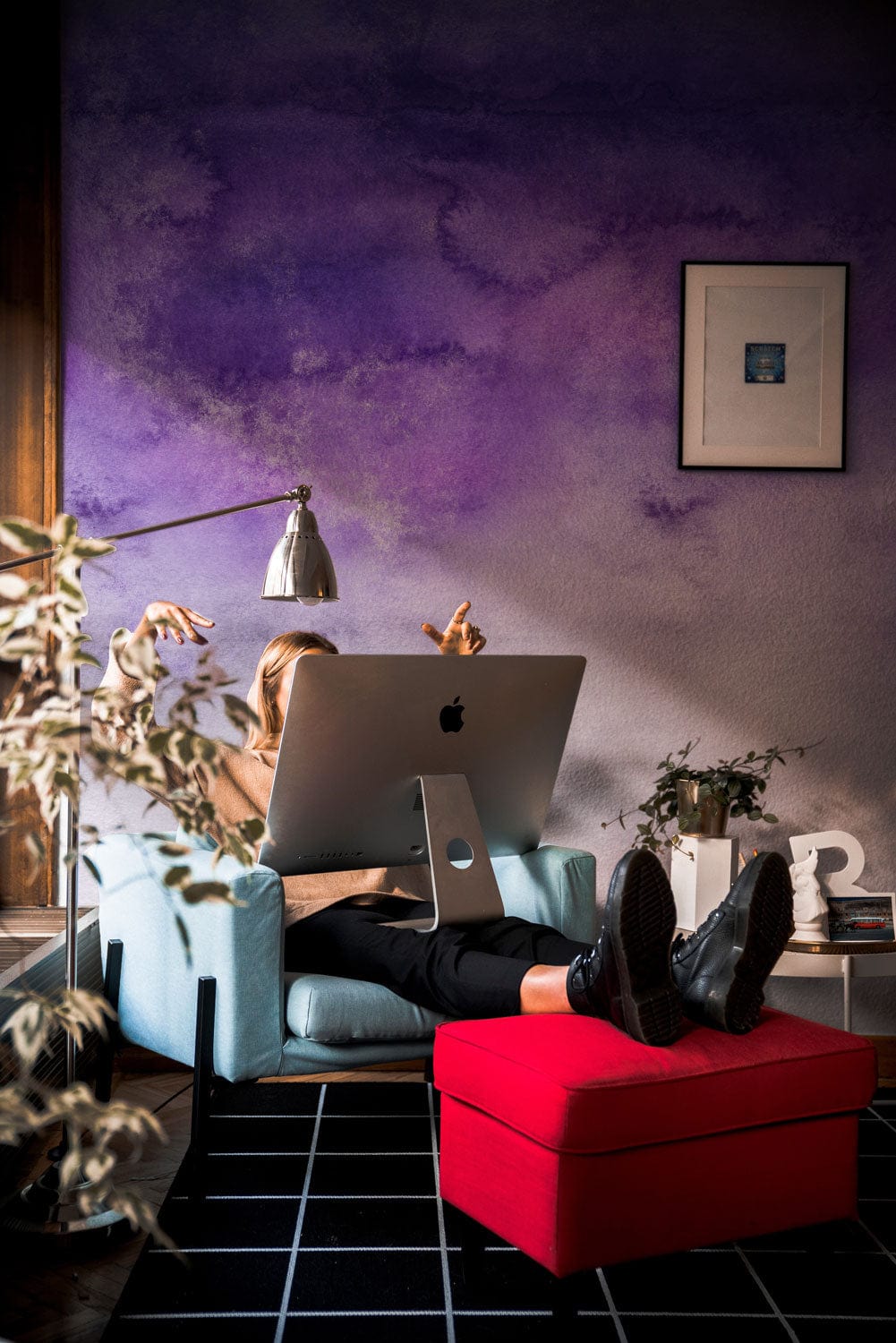 ombre art custom wall mural study room design