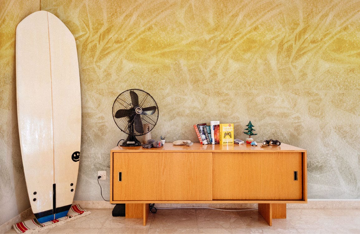 abstract watercolor yellow wallpaper mural living room decor