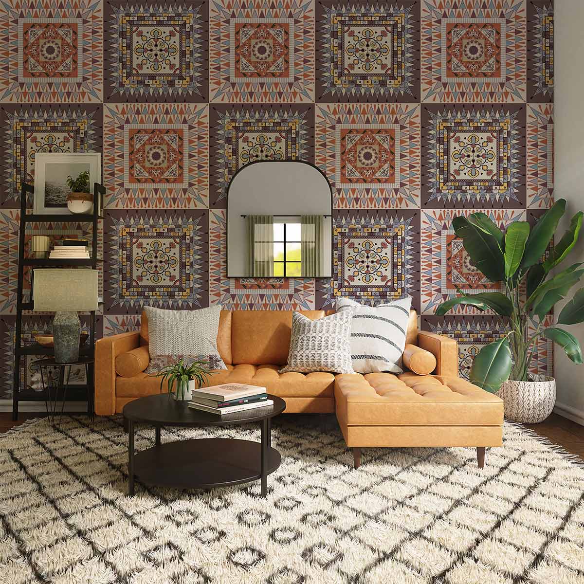 Living Room Wallpaper Mural Featuring an Actinomorphic Angle