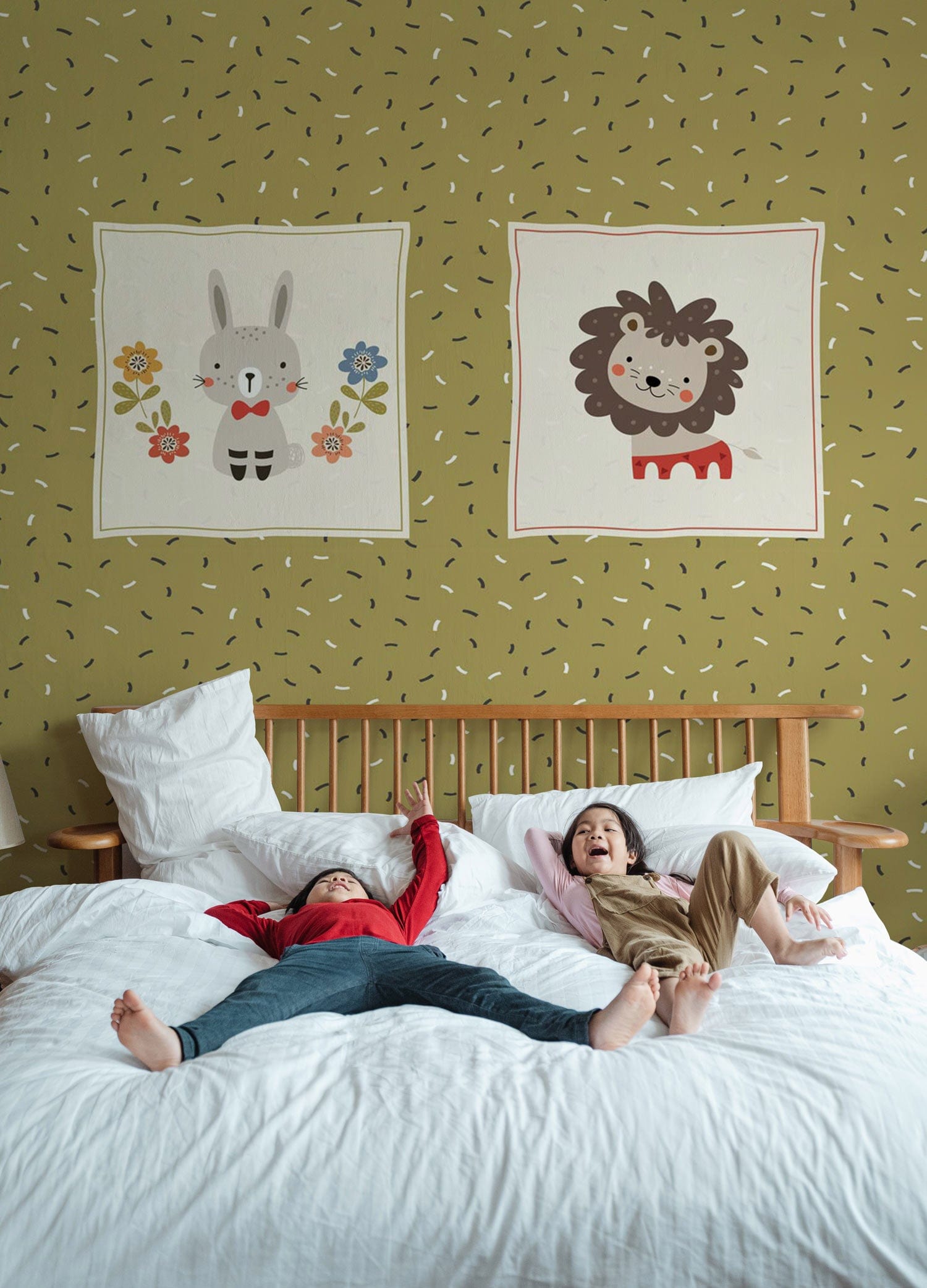 Wallpaper mural with an animal print for use in decorating a bedroom