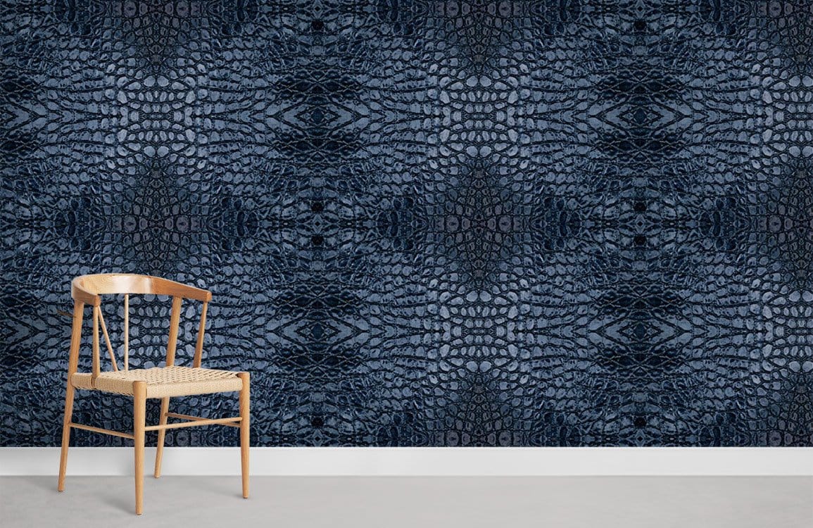 Blue Crocodile Skin Abstract Wallpaper