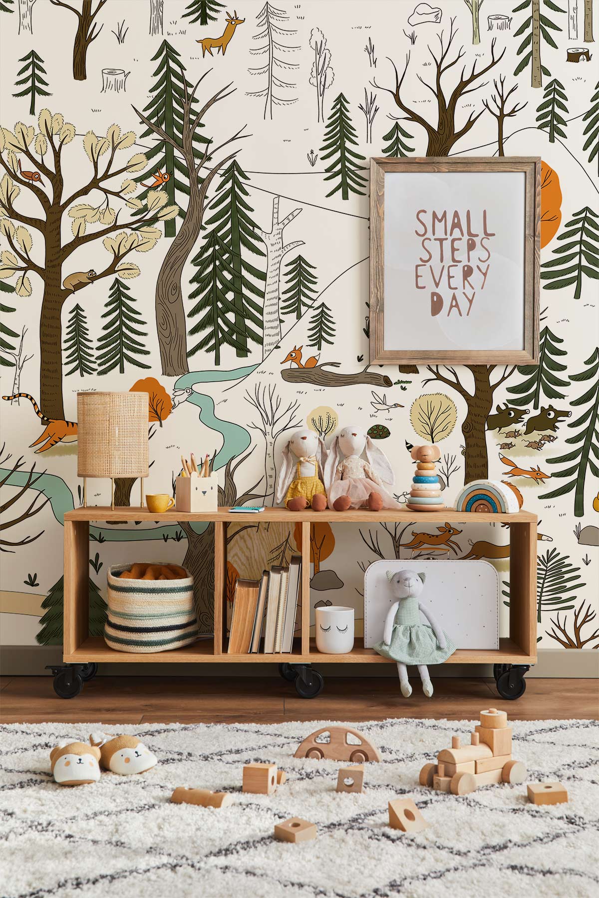 Whimsical Forest Animals Wallpaper in child's room